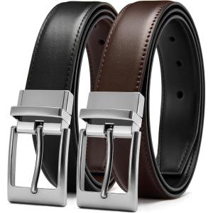 imageCHAOREN Reversible Belt Men 1 Piece  125quot Leather Dress Belt  Trim to Fit for Elegant StyleDark BrownBlack