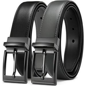 imageCHAOREN Reversible Belt Men 1 Piece  125quot Leather Dress Belt  Trim to Fit for Elegant StyleGreyBlack