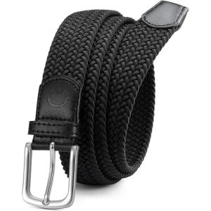 imageCHAOREN Mens Belt  Braided Stretch Golf Belt for Men 1 38quot Gift for Golf Pants Casual Shorts JeansBlack  Silver