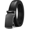 imageCHAOREN Ratchet Boys Belt Kid Dress Belt with Click Buckle Adjustable Leather Belt for School Uniform and Formal PantsCarbon Fiber  Black