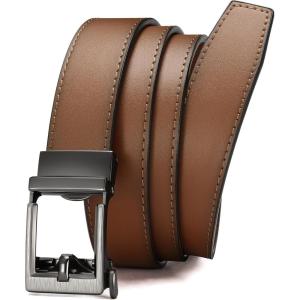 imageCHAOREN Leather Ratchet Belt Men  Mens Belts Casual Accessories for Every Occasion 35mmBrown Tan