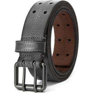 image:imageCHAOREN Work Belts for Men Heavy Duty  15quot Full Grain Leather Belt Casual  Fully Adjustable Double ProngCasual Gray
