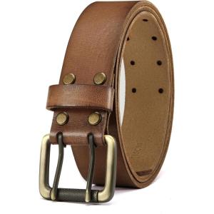 image:imageCHAOREN Work Belts for Men Heavy Duty  15quot Full Grain Leather Belt Casual  Fully Adjustable Double ProngClassic Light Brown