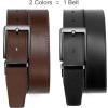 image:imageCHAOREN Reversible Mens Belt 1 Piece  Leather Belt Men for Dress Pants  Single Belt 2 ColorsBlackDark Brown