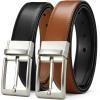 image:imageCHAOREN Reversible Mens Belt 1 Piece  Leather Belt Men for Dress Pants  Single Belt 2 ColorsBright SliverblackTan