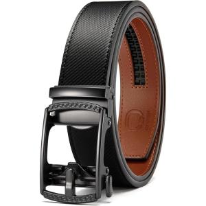 image:imageCHAOREN Mens Belt Leather Ratchet Belt  Customizable Fit Effortless Style 35mmHollow Gun  Black