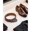 image:imageCHAOREN Mens Dress Belt  Mens Ratchet Belt Leather for Dress Pant  Micro Adjustable Belts Fit EverywhereCharcoal Depiction  Cognac