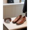 image:imageCHAOREN Mens Dress Belt  Mens Ratchet Belt Leather for Dress Pant  Micro Adjustable Belts Fit EverywhereCharcoal Depiction  Tan
