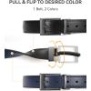 image:imageCHAOREN Reversible Belt Men 1 Piece  125 Leather Dress Belt  Trim to Fit for Elegant StyleNavyBlack