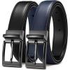 image:imageCHAOREN Reversible Belt Men 1 Piece  125 Leather Dress Belt  Trim to Fit for Elegant StyleNavyBlack