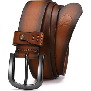 image:imageCHAOREN Full Grain Leather Belt for Men Work Belts for Men Heavy Duty Daily Wear for Jeans PantsModern Brown