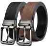 image:imageCHAOREN Mens Reversible Casual Belt  2in1 Brown Belt 1 12 Width for Jeans  Effortless Rotating Buckle