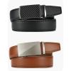image:imageCHAOREN Mens Belt Leather Ratchet Belt 2 Pack  Customizable Fit Effortless Style 35mmBlack  Carbon FiberTan
