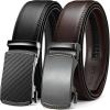 image:imageCHAOREN Mens Belt Leather Ratchet Belt 2 Pack  Customizable Fit Effortless Style 35mmBlack  Carbon FiberDark Brown