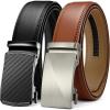 image:imageCHAOREN Mens Belt Leather Ratchet Belt 2 Pack  Customizable Fit Effortless Style 35mmBlack  Carbon FiberTan