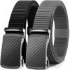 image:imageCHAOREN Ratchet Belts for Men 2 Pack  Casual Web Nylon Mens Belt 1 38  Automatic Adjustable Buckle Fit JeansBlack and GreyCarbon Fiber Buckle