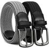 image:imageCHAOREN Stretch Belt Men 2 Pack  1 38 Braided Golf Belts For Men  Casual Elastic For Pants and JeansBlack  Grey