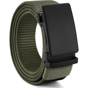image:imageCHAOREN Nylon Ratchet Belts for Men  Adjustable Casual Work Belt with Slide Buckle  Trim to FitArmy Green 38mm