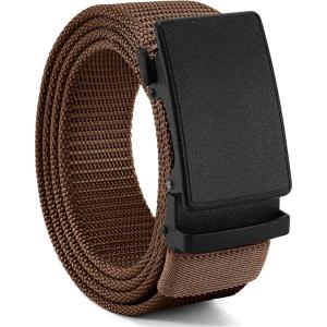 image:imageCHAOREN Nylon Ratchet Belts for Men  Adjustable Casual Work Belt with Slide Buckle  Trim to FitBrown 38mm