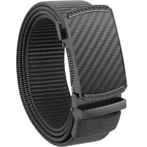 image:imageCHAOREN Nylon Ratchet Belts for Men  Adjustable Casual Work Belt with Slide Buckle  Trim to FitCarbon Fiber ImperialGrey