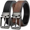 image:imageCHAOREN Reversible Belt Men 1 Piece  125 Leather Dress Belt  Trim to Fit for Elegant StyleLight BrownBlack Width 38mm