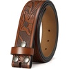 image:imageCHAOREN Western Belts for Men without Buckle  Cowboy Belt 15 Full Grain Leather Belt for Jeans  One Solid Piece LeatherCowhide Cognac